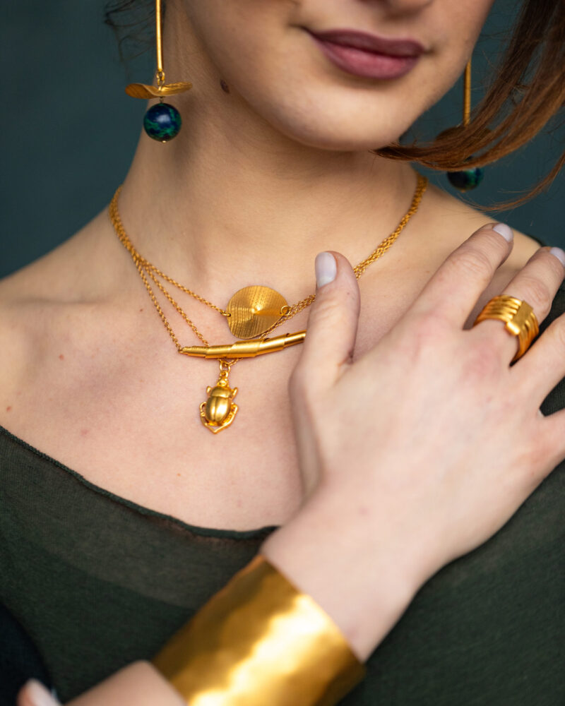 collana Arandelas slim, collana Scarabeo, collana Shavings della collezione Design di Marte Gioielli